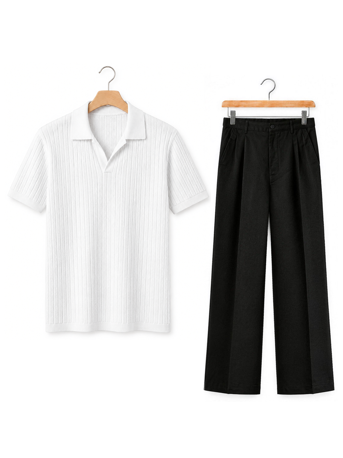 Amalfi Polo Set in White Polo / Black Trousers