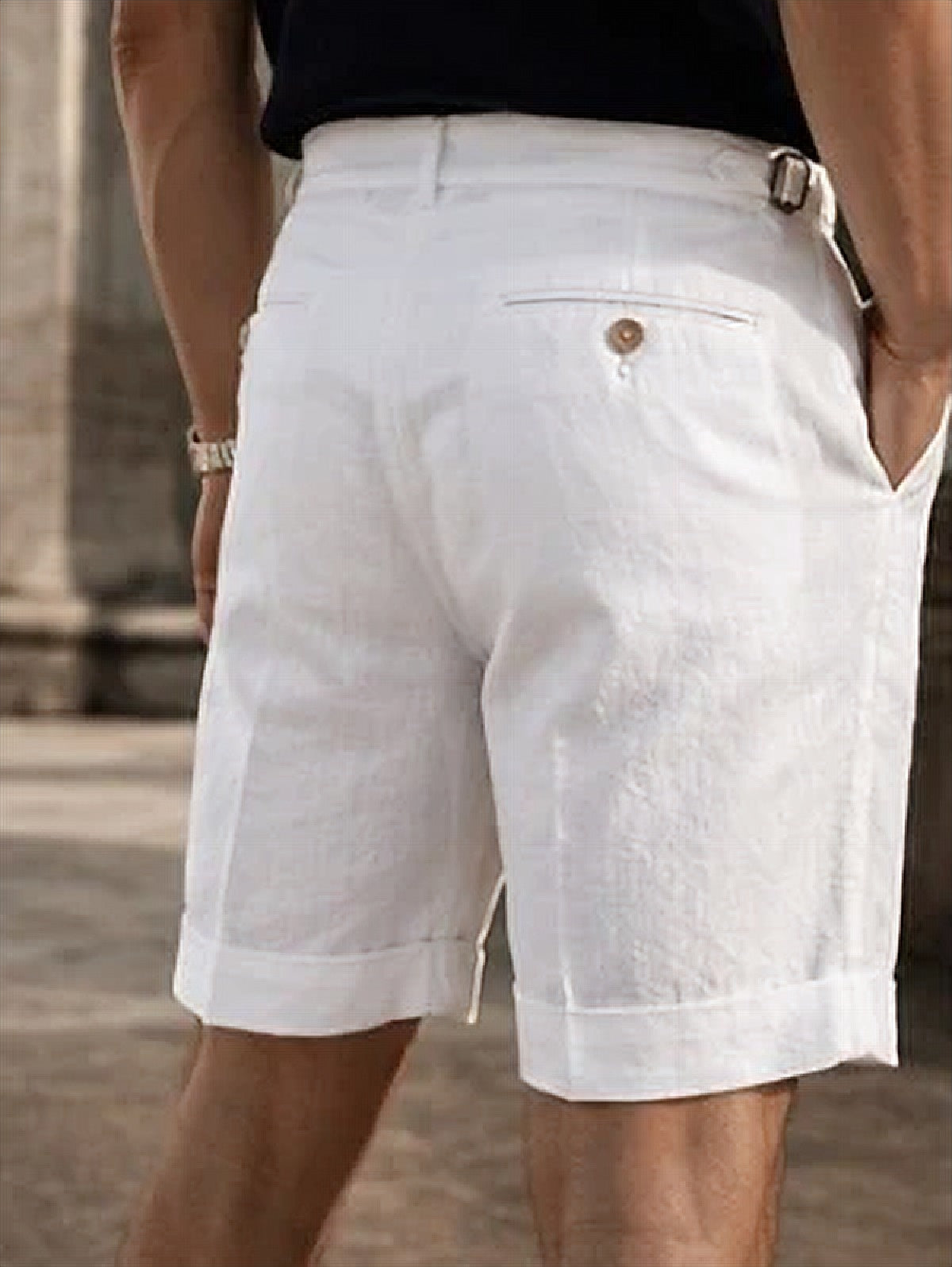 Linen Summer Shorts in White, back