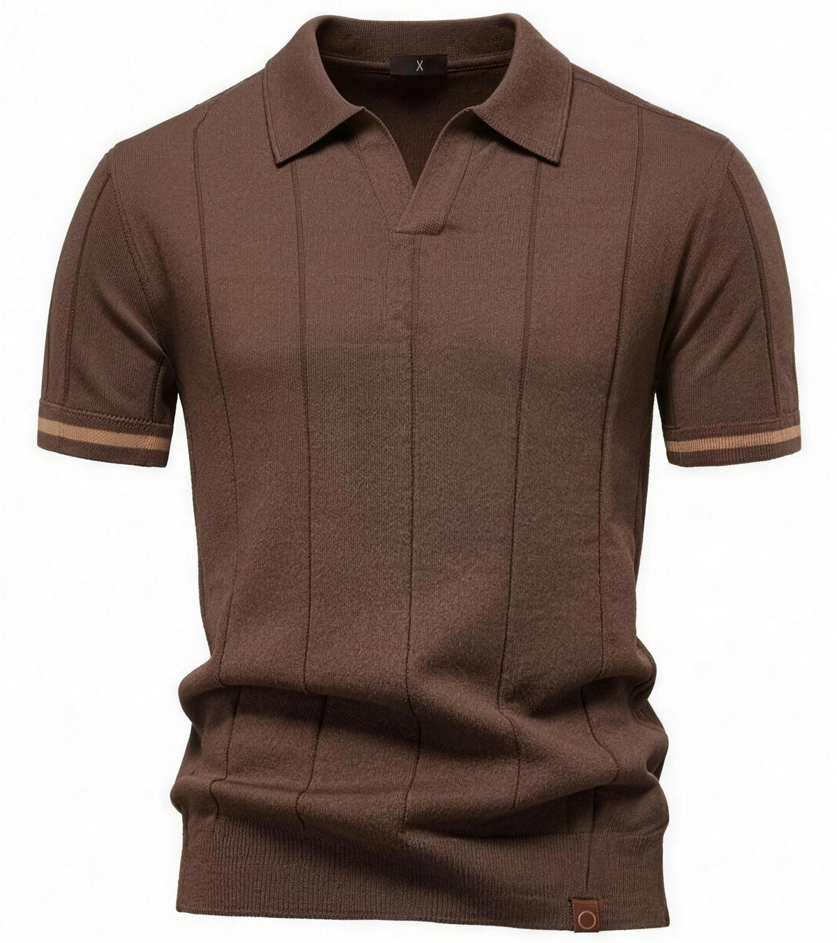 Ribbed Knit Shirt in Coffee