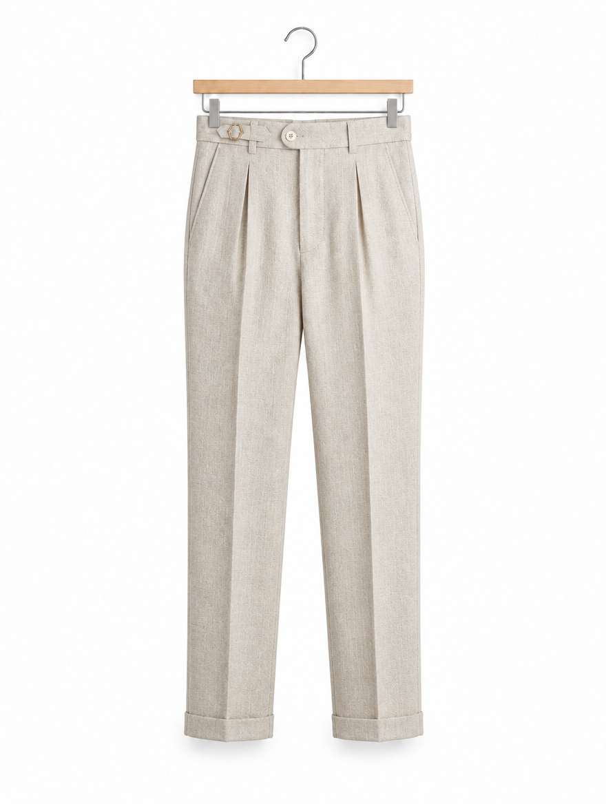Pleated Tailored Trousers in Apricot, on hanger