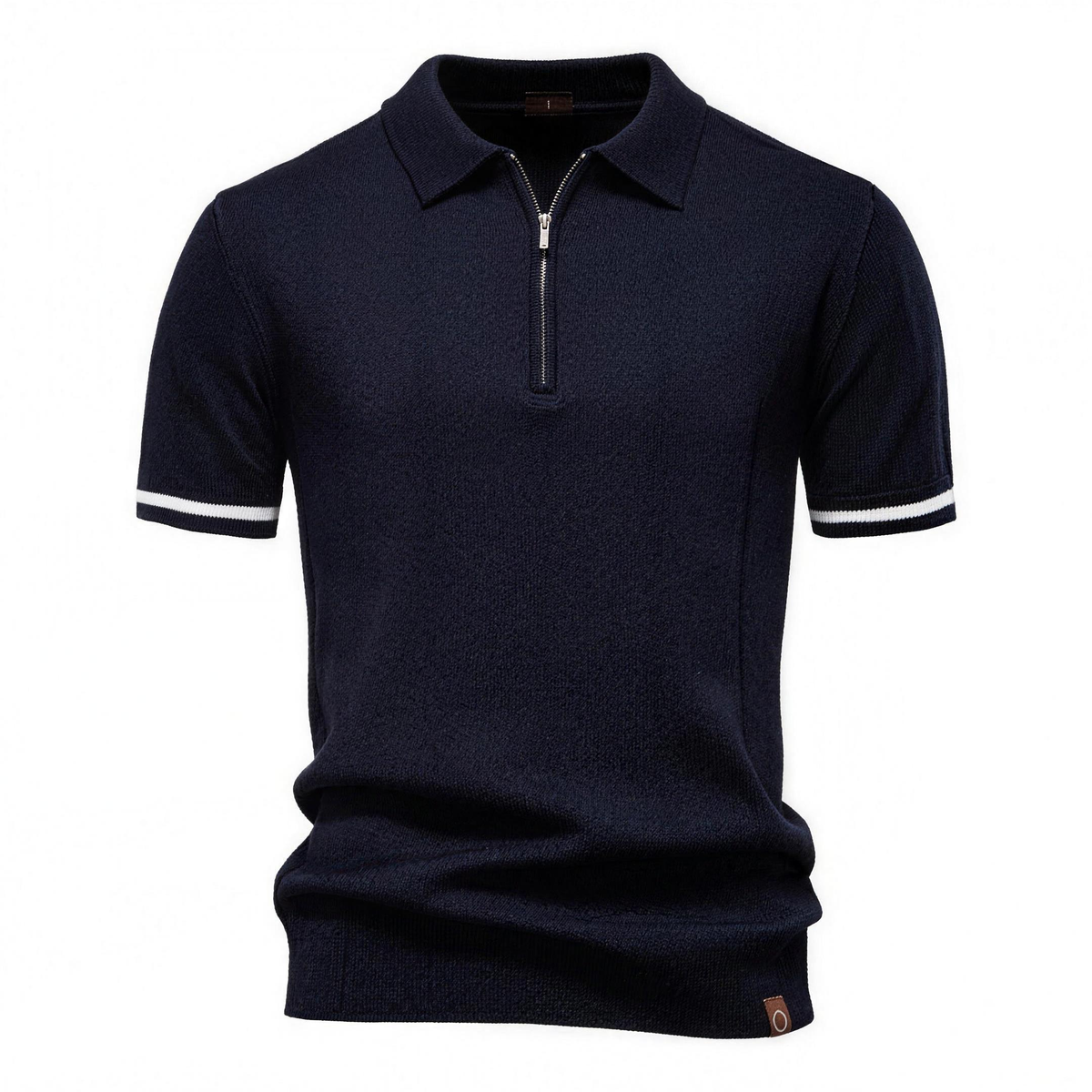 Ribbed Knit Shirt in Navy Blue